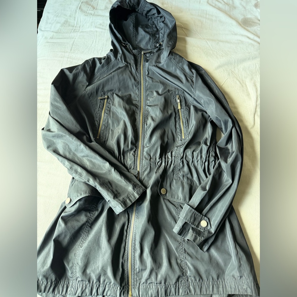 Michael Kors Hooded Utility rain Jacket Black